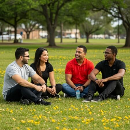 Four people at the park for hair loss treatment in missouri city texas